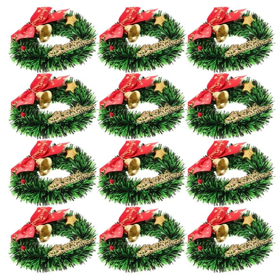 12pcs Mini Christmas Wreaths for Xmas Tree Decorations Garland Hanging Ornaments Small Wreaths