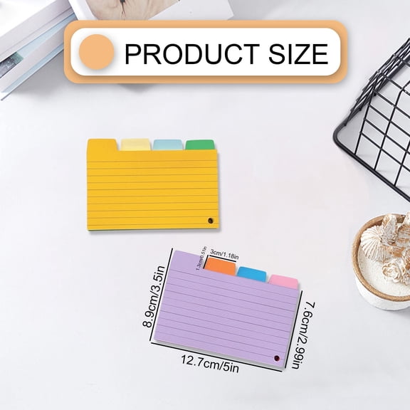 100-Pack Tabbed Index Cards with Ruled Lines, 3x5 Inch, 4 Assorted Colors, Thick Cardstock, for Home and Office Organization, Style B