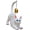 White, variant on Cat Statue Kitten Figurine with Metal Bell Wind Chime, Resin Animal Sculpture for Outdoor Porch Yard Decor, Gray