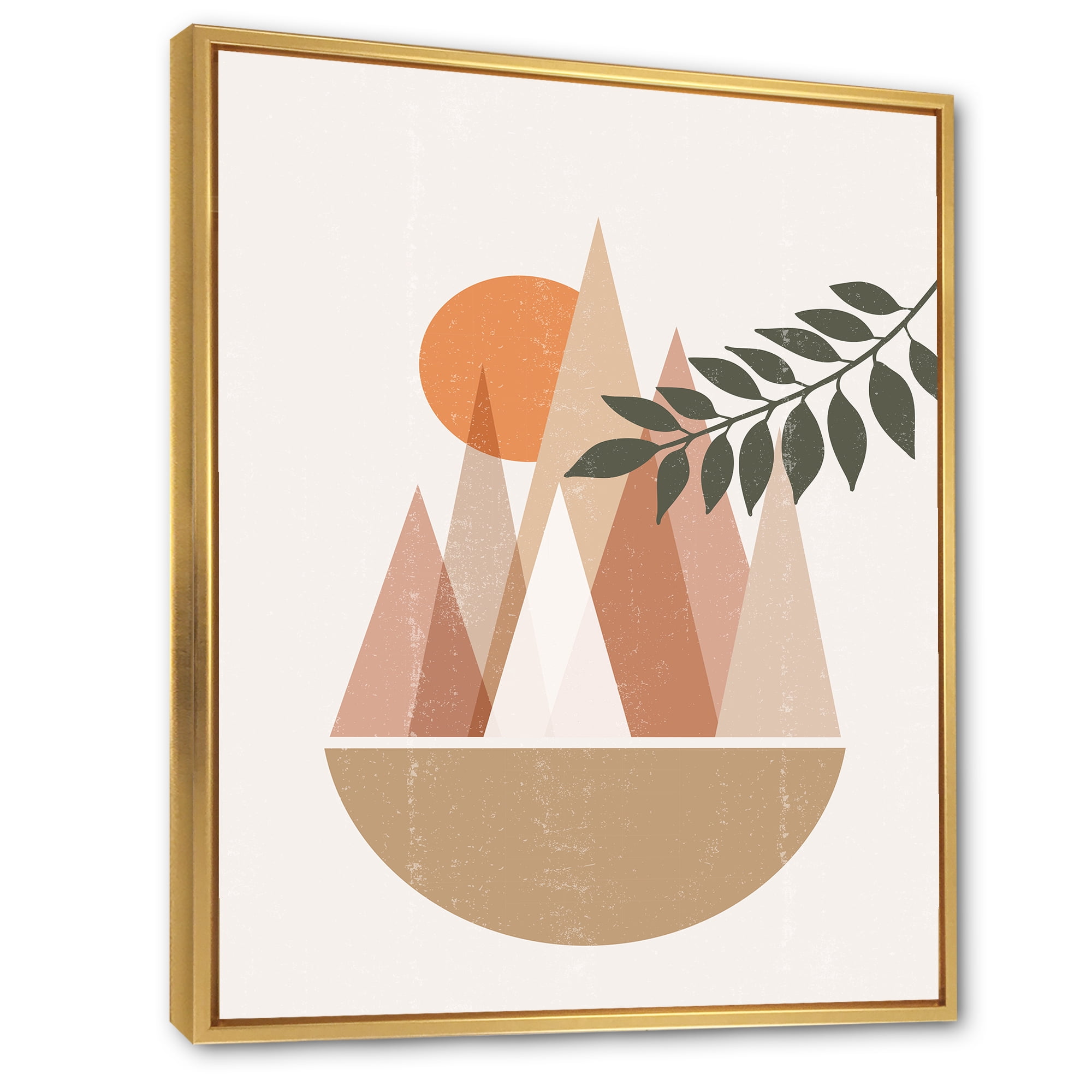 Designart 'Abstract Moon and Sun In Mountains II' Modern Framed Canvas Wall Art Print