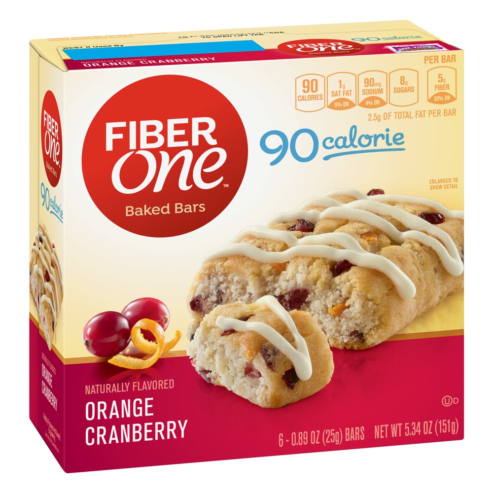 Fiber One 90 Calorie Orange Cranberry Bar 6 Fiber Bars 5.34 oz