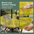 thumbnail image 5 of Round Outdoor Tablecloth with Umbrella Hole and Zipper, Vintage Yellow Tablecloth with Elastic Waterproof, Abstract Minimalist Painting Art Watercolor Patio Table Covers for 55" - 60" Pool Tables, 5 of 9