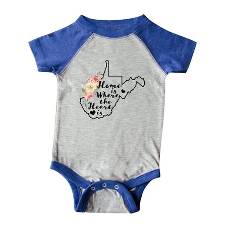 

Inktastic West Virginia Home is Where The Heart is with Watercolor Floral Gift Baby Girl Bodysuit