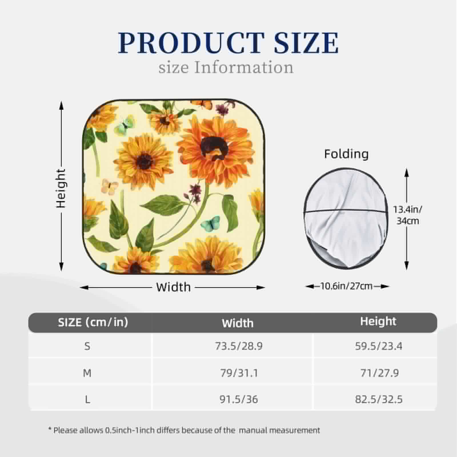 thumbnail image 3 of Naloa Sunflowers And Butterflies 2 Piece Foldable Car Sun Shades, Car Windshield Sunshade, Front Window Sunshade for Car, Truck, SUV - Medium, 3 of 7