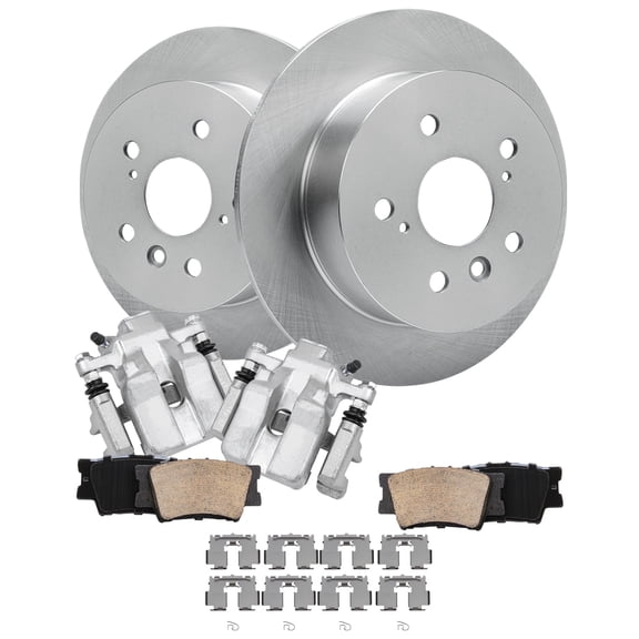 Detroit Axle - Rear Brake Kit for 2012-2017 Toyota Camry, 2013-2018 Avalon Lexus ES350 ES300h, Disc Brake Rotors Ceramic Brake Pads w/Hardware Brake Calipers 2014 2015 2016 Replacement