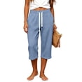 thumbnail image 6 of SwiftWear Women's Waffle Knit Capri Pants Elastic Drawstring Waist Summer Beach Casual Cropped Pants with Pockets Soft Stretch Lounge Trousers, 6 of 6