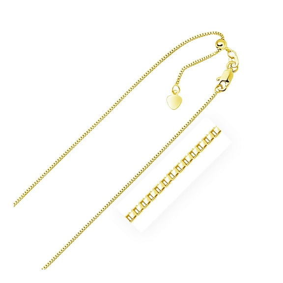 14k Yellow Gold Adjustable Box Chain 0.85mm 30 in