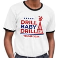 thumbnail image 2 of Trump Drill Baby Ringer Tee Shirt Unisex Small White/Black, 2 of 5