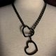 thumbnail image 2 of Collar de cadena con anilla en forma de corazón para mujer Yashi Acero inoxidable Estilo punk rock Ajustable Hecho a mano Color negro, 2 of 5