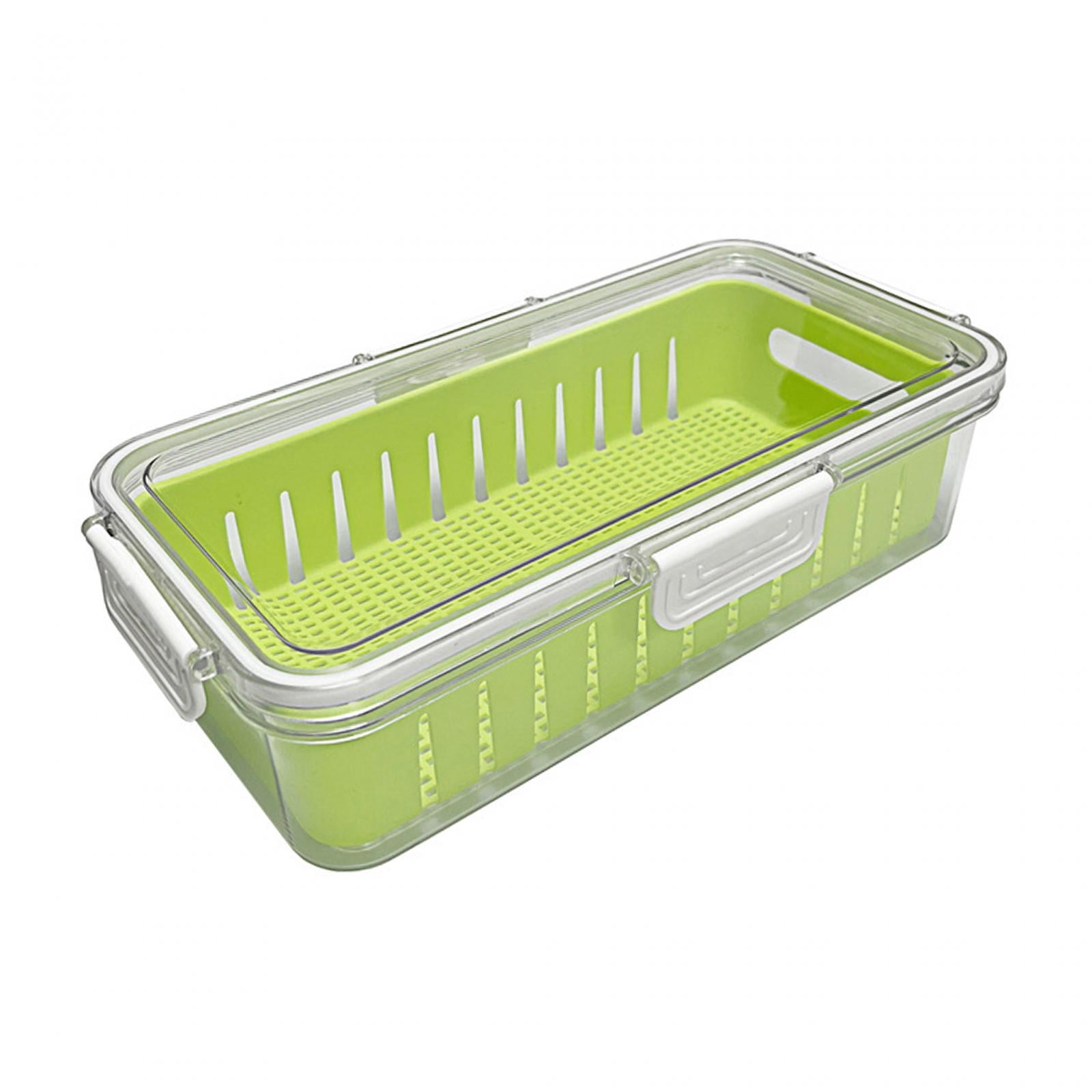Fruit Storage Containers Airtight Food Containers with Lid with Removable Drain Colanders Produce Saver for Home Kicthen Food Green