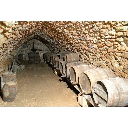 Castle French Wine - LAMINATED POSTER Wine Wine Press Castle France Cave Barrel Poster Print 11 x 17