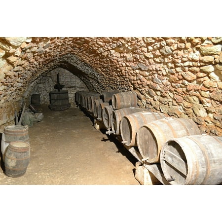 LAMINATED POSTER Wine Wine Press Castle France Cave Barrel Poster Print 11 x