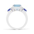 thumbnail image 2 of ANGARA Natural Emerald Cut 3 ct Aquamarine Trillion Tanzanite 3 Stone Ring in 14K White Gold for Women (Size-10x8mm) | March Birthstone, Anniversary, Jewelry Gift for Women | Natural Aquamarine Ring, 2 of 11