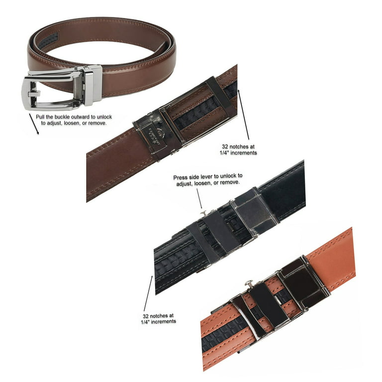 Men's Track Belt Checkered Cougar Style Ratchet Adjustable Buckle | B130 Tan