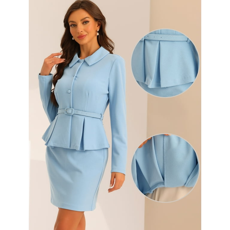 Light blue jacket & skirt two piece hotsell