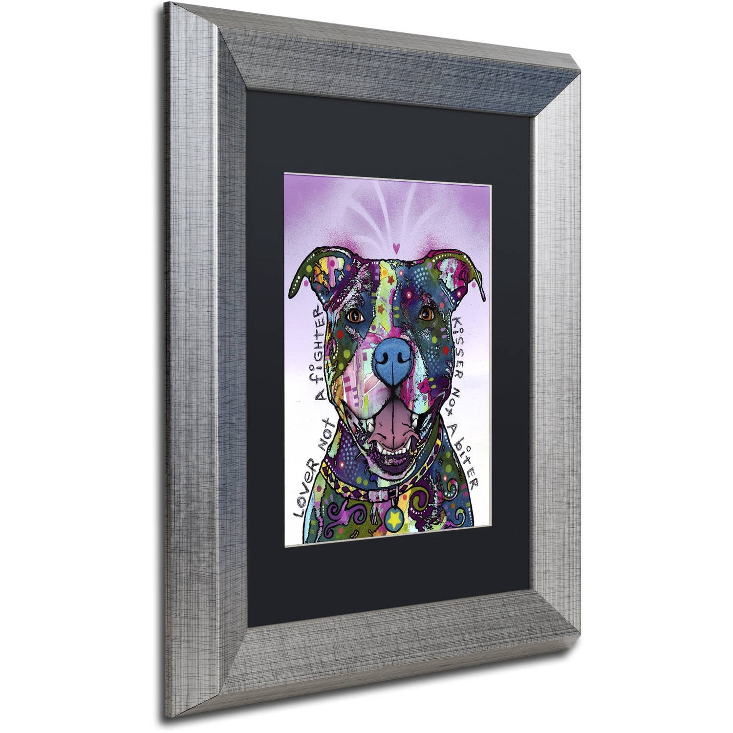 Trademark Fine Art "Love Not a Fighter" Canvas Art by Dean Russo, Black Matte, Silver Frame