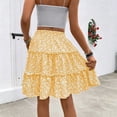 thumbnail image 3 of Morttic Women's Floral Print Ruffle Hem A-Line Mini Skirt – Drawstring Elastic Waist, Tiered Flowy Seaside Vacation Wear Yellow，S, 3 of 4
