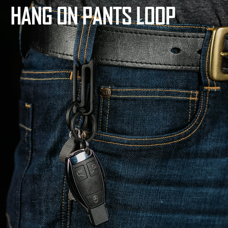 KeyUnity KM07 Titanium Keychain Pocket Clip with Hex Bit Driver, 2 in 1 Key  Ring Holder for Belt for Men & Women
