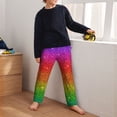 thumbnail image 5 of Wukai Rainbow Glitter Print Teenagers' Pajama Pant Sleep Pajama Lounge Pant PJ Bottoms with Pockets and Button Fly(Available in Big & Tall)-Medium, 5 of 6