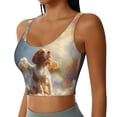 thumbnail image 2 of Sports Bras For Women Workout Tank Tops, Rainbow English Cocker Spaniel Running Vest With Removable Cups, 2 of 2
