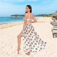 thumbnail image 6 of FORMRS Womens Beach Sarong Semi-Sheer Bikini Wrap Skirt Swimsuit Cover-ups, Beige Palm Trees Pattern, 6 of 7