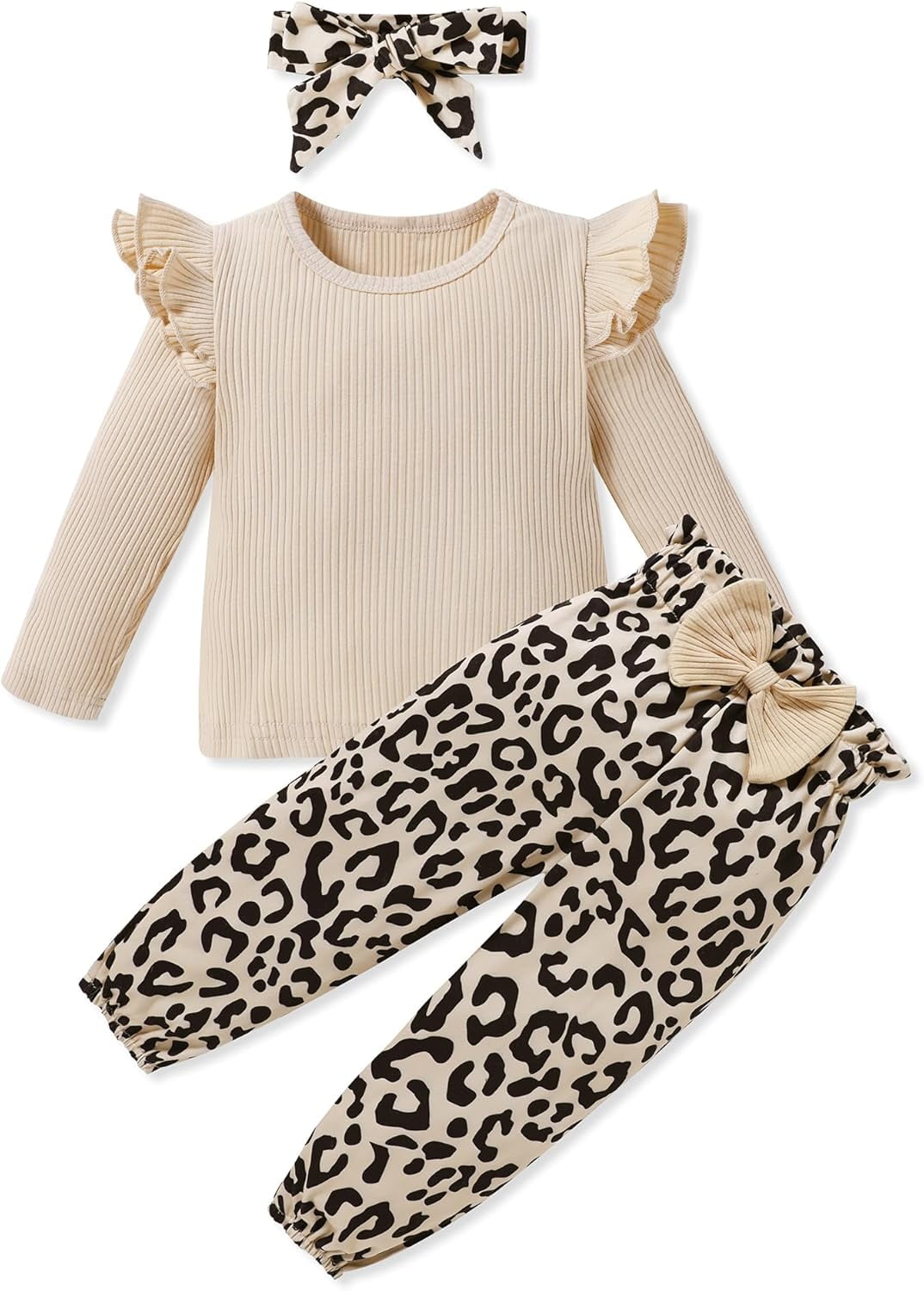 SANMIO Toddler Girl Clothes Outfits Cute Ruffle Sleeve Shirt Floral Pant+Headband 3Pcs Baby Girl Clothing Set 1-6T