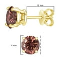 thumbnail image 5 of 14K Yellow Gold 1/2 Cttw Lab Grown Pink Diamond 4-Prong Classic Solitaire Earrings (Pink Color, VVS2-VS1 Clarity), 5 of 8