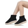 thumbnail image 2 of Women's Indoor Slipper Socks Thick Plush Lined Cable Knit Outer Anti Slip Rubber Particle Sole Loose Short Cuff Muted Solid Home Wear, Slipper Socks With Grips for Women Black Free Size, 2 of 7