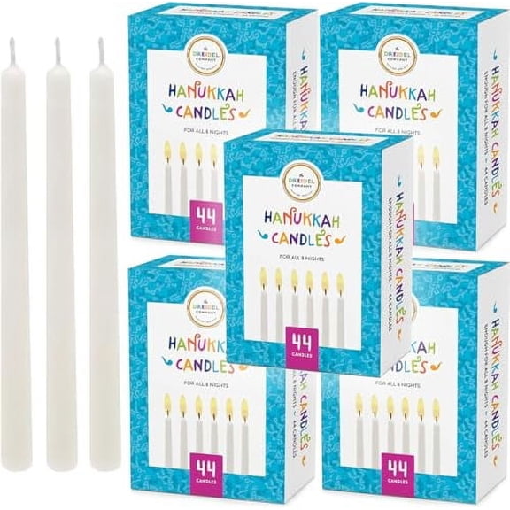 The Dreidel Company Menorah/Chanukah Candles, 44 White Hanukkah Candles for All 8 Nights of Chanukah (20-Pack)