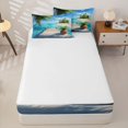 thumbnail image 4 of Manfei Green Palm Trees Zipper Twin Comforter Sets with Fitted Sheet and 2 Pillowcases,Wooden Bridge Zipper Bedding Set,4pcs, 4 of 8