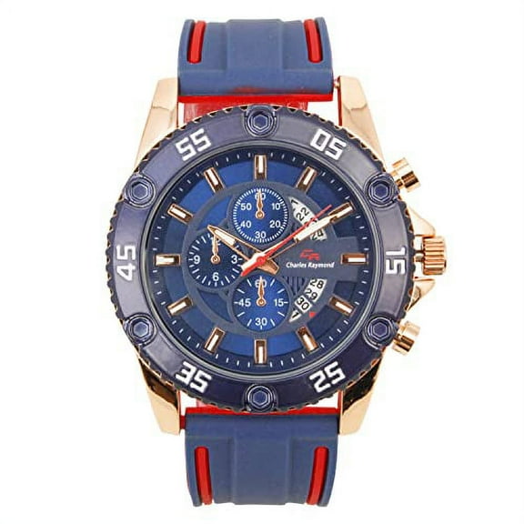 Charles Raymond New Fashion Mens Watches Top Brand Luxury Silicone Sport Watch Men Quartz Date Clock Waterproof Wristwatch Chronograph - Quartz Wristwatches - Sports 9739 (Sports 9739 Blue)