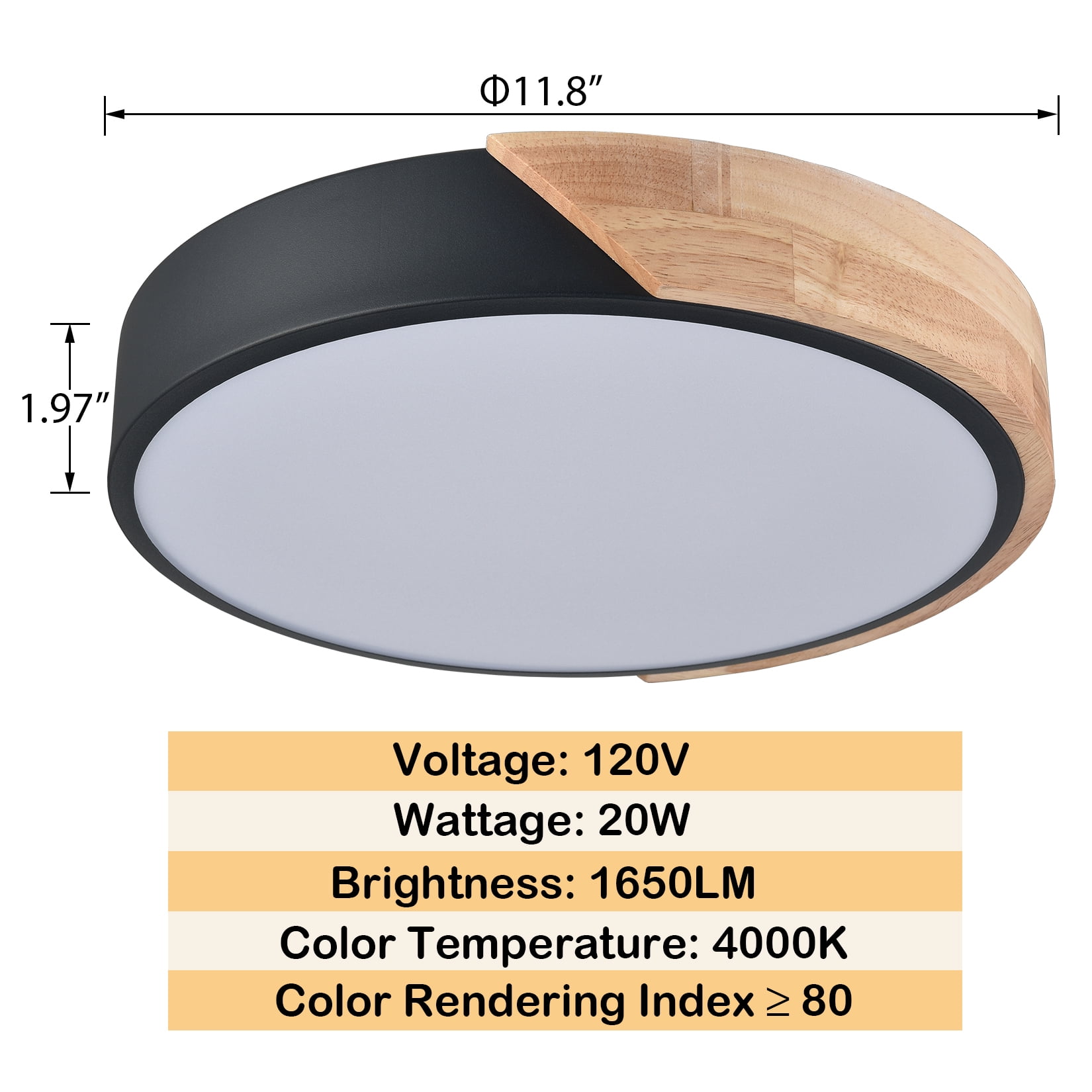 Modern Black LED Flush Ceiling Light 2-Pack