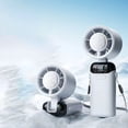 thumbnail image 2 of White Handheld Fan with Ice Cooler Semiconductor Rechargeable Portable Pocket Fan, Hand Fan Ai Semiconductor Cooling 21000 Rpm Motor 199-Stepless Speeds 3000Mah Battery 14-Hour Runtime, By Kingtowag, 2 of 9