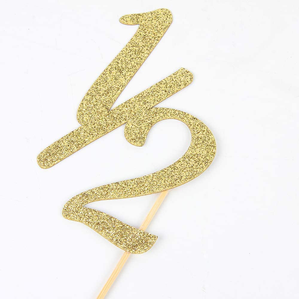 for Half Year Anniversary/Baby Shower/Babys Half Year Old Birthday Party Decorations Half Year Cake Topper Gold Glitter Half Year Old Cake Topper 