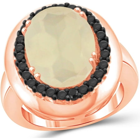 JewelersClub 8-1/4 Carat T.G.W. Moonstone and Black Diamond Accent Rose Gold over Silver Ring