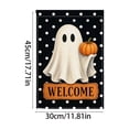 thumbnail image 3 of 12x18 Inch Halloween Ghost Welcome Garden Flag, Double Sided Weather Resistant Yard Flag with White Polka Dots Pumpkin, Spooky Fall Outdoor Lawn Porch Home Halloween Thanksgiving Decor Flag, 3 of 7