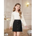 thumbnail image 3 of Arshiner Girl's Skirt Sets Casual Fall Outfits Corduroy Skirt and Long Sleeve Rib Knit Shirt Tops Trendy 2 Piece Clothes, 3 of 6