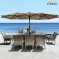 thumbnail image 2 of Clihome  15 Ft Outdoor Rectangular Crank Market Umbrella with Base Tan, 2 of 5