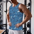 thumbnail image 5 of Goofa Sharks on White Blue Striped Pattern Men's Workout Tank Top Slim-Fit Tank Quick Dry Fit Muscle Tank Top Beach Tank Top Bodybuilding Sleeveless T Shirt-Medium, 5 of 7