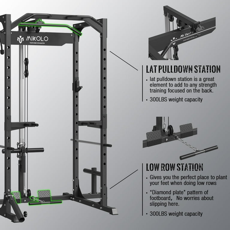 Squat Stand Ikolo Power Cage, Power Rack With LAT Pulldown