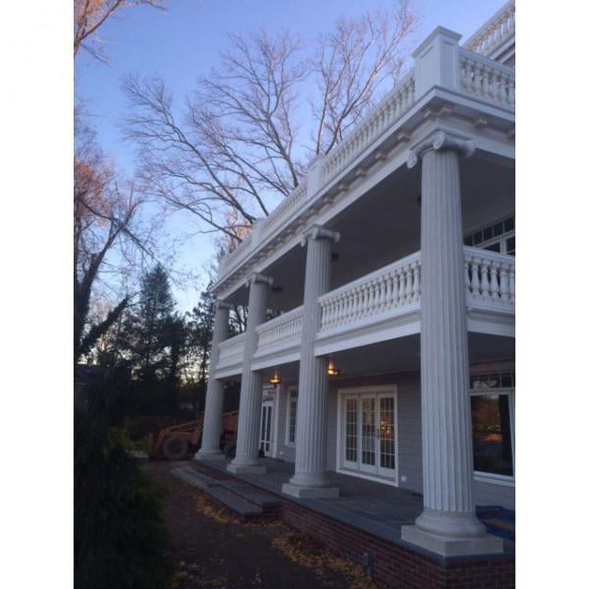 Endura-Stone Round Fluted Tapered Column (FRP), Smooth Paint-Grade, Temple of Winds Capital and Tuscan Base 12" Diameter x 9' Overall Height - Unsplit/Whole (Plan A)