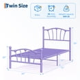 thumbnail image 3 of Twin Size Bed Frame, Queen Bed Frame with Headboard, Heart-Shaped Decorative Headboard and Footboard, Heavy Duty Metal Slat Support, No Box Spring Needed, Noise-Free, 3 of 9