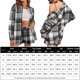 thumbnail image 2 of Blusa Mangas Largas Conjunto de camisas y pantalones cortos con solapa a cuadros para mujer Conjunto de ropa de estar cómoda e informal Ygjytge Gris T L para Mujer, 2 of 5