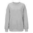 thumbnail image 3 of Ozmmyan Womens Crew Neck sweatshirts Womens Long Sleeve Pullover Sweatshirt With Zipper Pockets Loose Casual Solid Fall Winter, 3 of 6