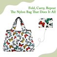 thumbnail image 4 of Wrapables Large Foldable Tote Nylon Reusable Grocery Bags, Rainbow Butterflies, 4 of 7