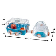 Ferplast Combi 2 Starter Hamster Cage, IncludesWater Bottle, Feeding Bowl, and Cozy House, 31.3L x 11.61W x 10.35H Inches, Blue