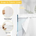 thumbnail image 6 of No Hook Shower Curtain Set with Snap in Liner, Abstract Water Ripple Ocean Art Waterproof Bathroom Curtain with See Through Top Window, Blue Khaki Gradient Stripe Double Shower Curtains for Bathtub, 6 of 9