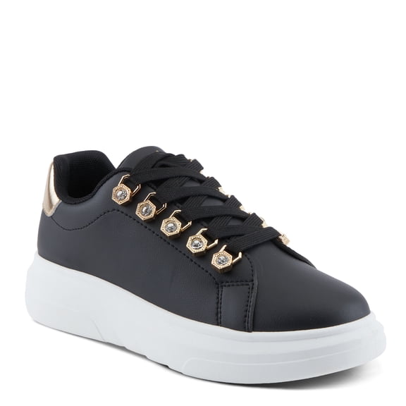PATRIZIA Women's Leontine Sneakers with D-Ring Metallic Eyelets, Crystal Embellishments, and Comfortable Fit