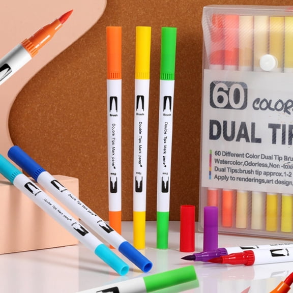 Ikeay Brush Marker Pens 12-Pack, Dual Tip Art Markers with Fine And Brush Tips for Adult Coloring Books, Journaling Calligraphy Drawing Sketching And Doodling