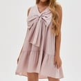 thumbnail image 2 of Summer Casual Womens Dresses Cute Sleeveless V Neck Bowknot Front Beach Dress Loose Fit Flowy Ruffle Swing Sun Dress, 2 of 7
